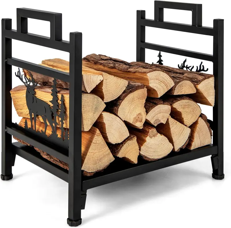 GoPlus Holzlagerständer für den Außenbereich, 122 cm (4 ft) aus Metall mit Maschen-Seitenwänden und -Boden