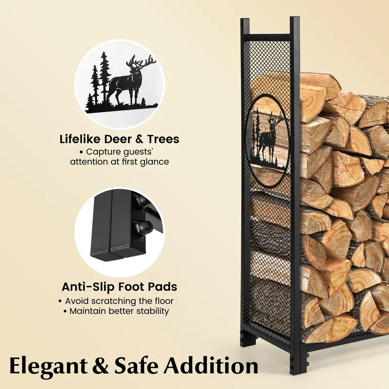 GoPlus Holzlagerständer für den Außenbereich, 122 cm (4 ft) aus Metall mit Maschen-Seitenwänden und -Boden