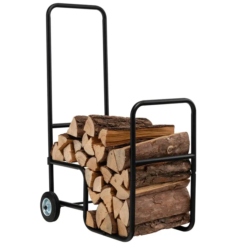 GoPlus Holzlogen-Wagen, Holzlager- und Transportwagen für Innen- und Außenbereich mit rutschfesten und verschleißfesten Rädern