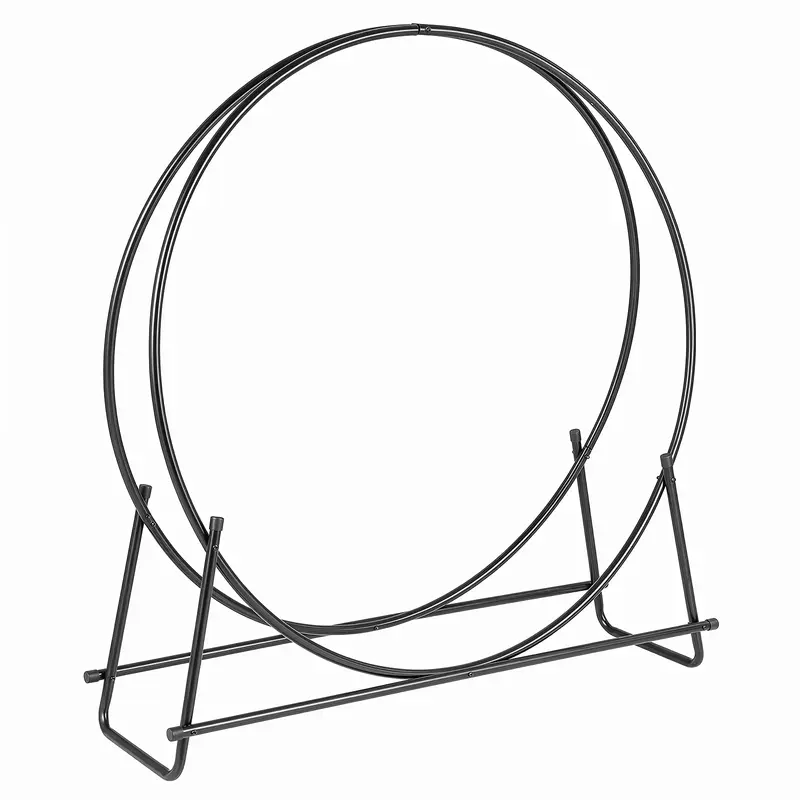 Goplus Holzstapelständer rund, 45" | Hochwertiger Metall-Log-Halter (45 Zoll)