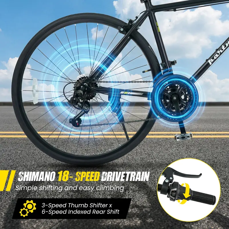 GoPlus-Hybridfahrrad mit 18 Gängen, 700C-Stadt-Commuter-Fahrrad mit Shimano-Antriebssystem