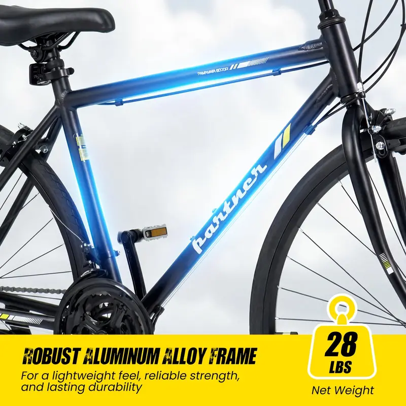 GoPlus-Hybridfahrrad mit 18 Gängen, 700C-Stadt-Commuter-Fahrrad mit Shimano-Antriebssystem