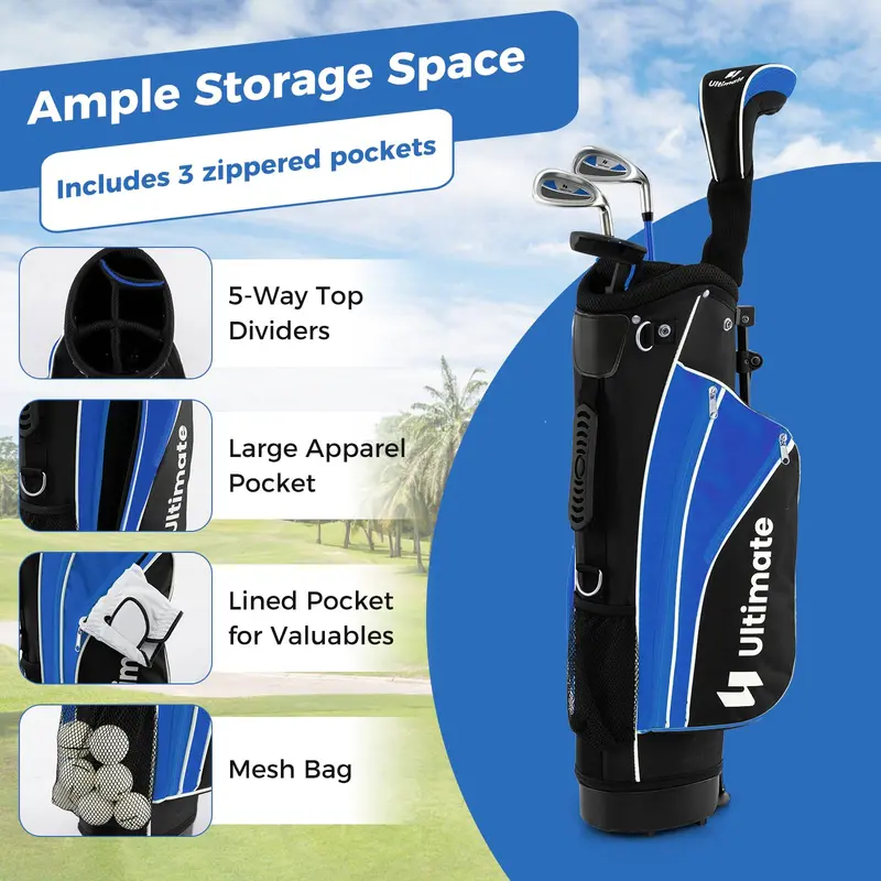 GoPlus Junior Complete Golfclubs-Set für Kinder, Rechtshänder-Golfclubs mit Standtasche, für Kinder im Alter von 11–13 Jahren