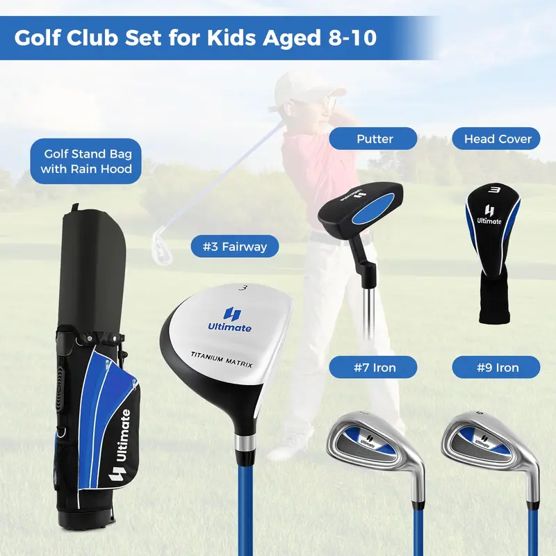 Goplus Junior-Complete-Golfsets für Kinder, Rechtshänder-Golfclubs mit Standtasche, für Kinder im Alter von 8–10 Jahren 2