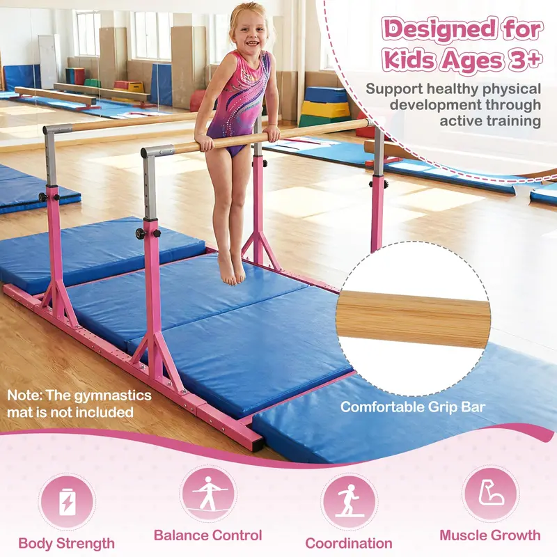 Goplus Junior-Kunstturn-Stützbarren mit 13 Höhenstufen (84–144,5 cm) und 6 Breitenstufen