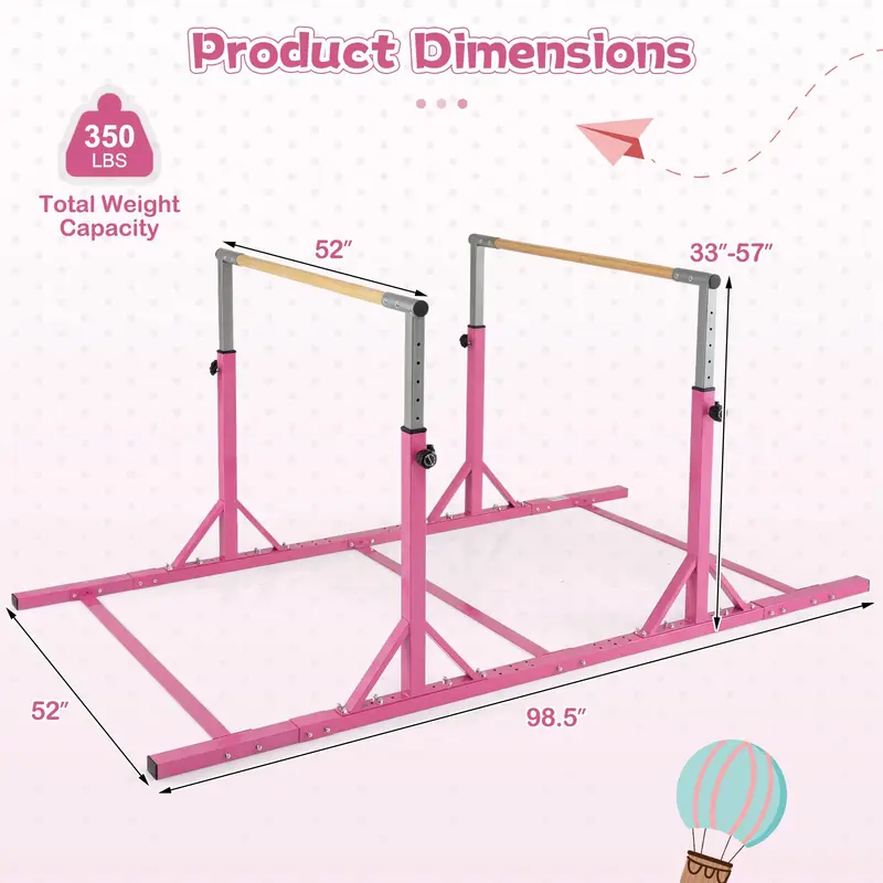 Goplus Junior-Kunstturn-Stützbarren mit 13 Höhenstufen (84–144,5 cm) und 6 Breitenstufen