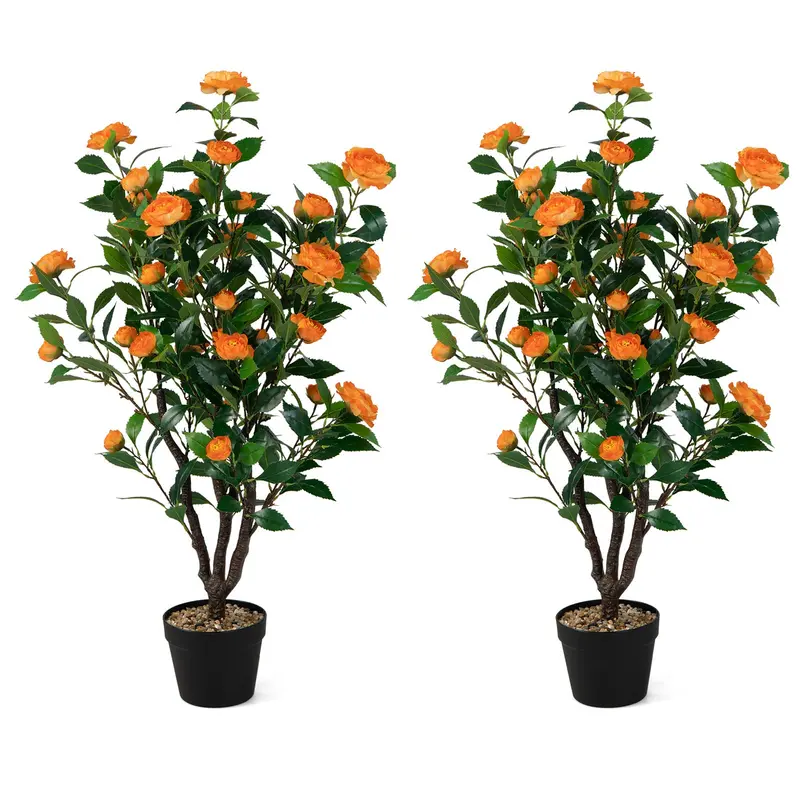 GoPlus-Kamelie-Kunstbaum, 102 cm, künstliche Blütenpflanze, gefälschte Blütenpflanze