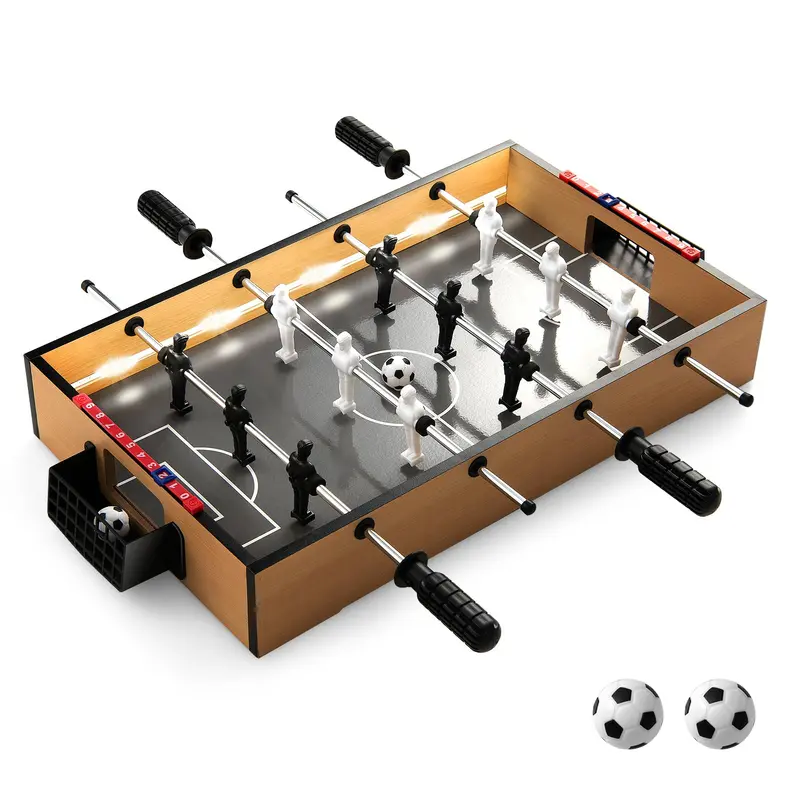 Goplus-Kicker-Tisch, 20-Zoll-Mini-Fußballtisch mit LED-Beleuchtung, 2 Fußbälle und rutschfesten Griffen