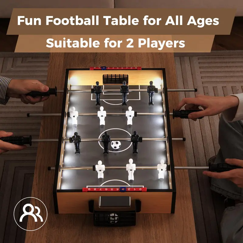 Goplus-Kicker-Tisch, 20-Zoll-Mini-Fußballtisch mit LED-Beleuchtung, 2 Fußbälle und rutschfesten Griffen 2
