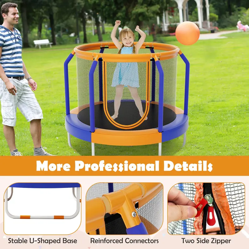 Goplus Kinder-Trampolin, 48" (122 cm) – ASTM-zertifiziertes Freizeit-Trampolin mit Sicherheitsabstand-Konzept