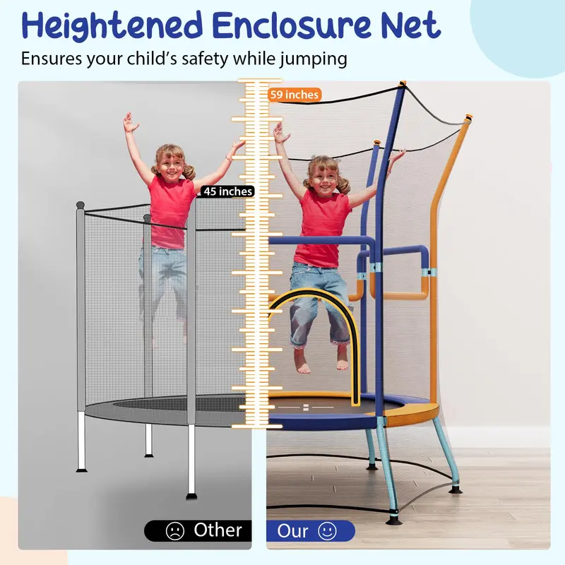 Goplus Kinder-Trampolin für Kleinkinder, ASTM-zertifiziertes Mini-Trampolin mit erhöhtem Sicherheitsnetz 2