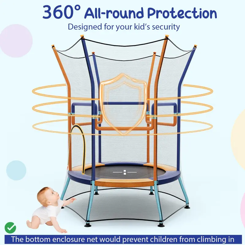 Goplus Kinder-Trampolin für Kleinkinder, ASTM-zertifiziertes Mini-Trampolin mit erhöhtem Sicherheitsnetz