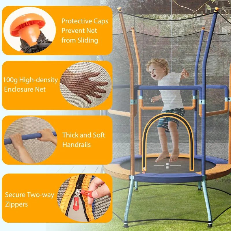 Goplus Kinder-Trampolin für Kleinkinder, ASTM-zertifiziertes Mini-Trampolin mit erhöhtem Sicherheitsnetz