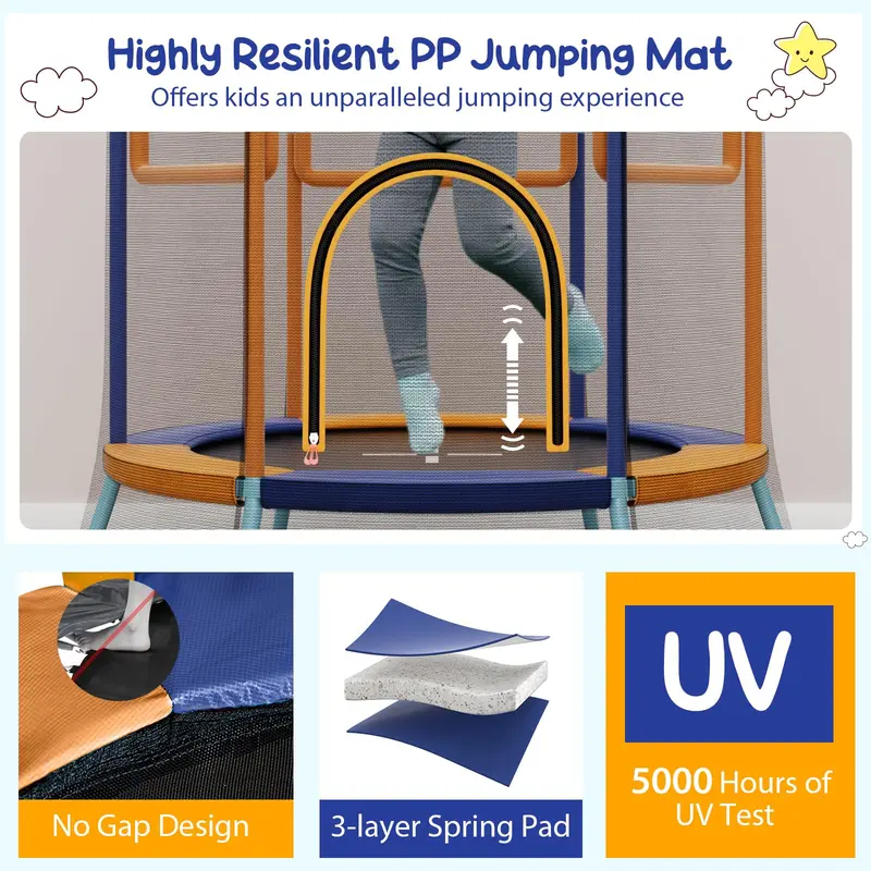 Goplus Kinder-Trampolin für Kleinkinder, ASTM-zertifiziertes Mini-Trampolin mit erhöhtem Sicherheitsnetz