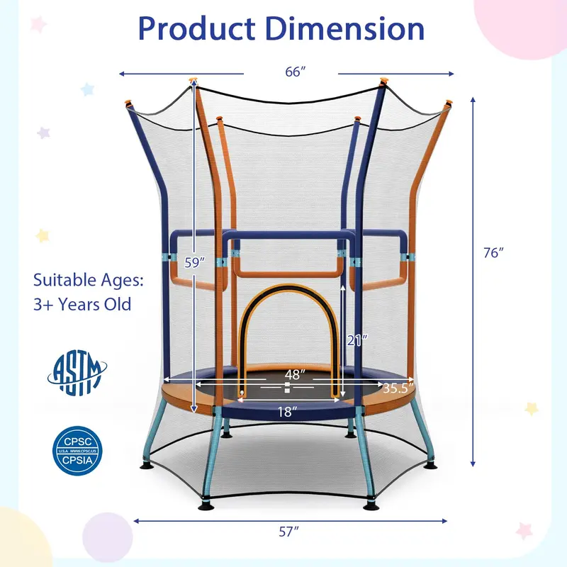 Goplus Kinder-Trampolin für Kleinkinder, ASTM-zertifiziertes Mini-Trampolin mit erhöhtem Sicherheitsnetz