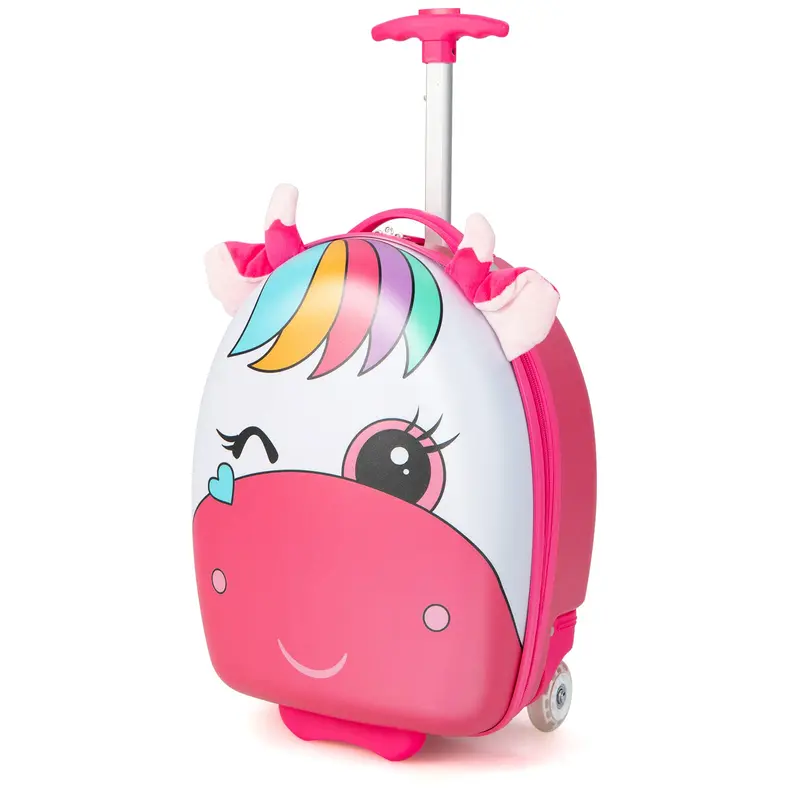 Goplus Kindergepäck, 16" Handgepäck-Koffer mit LED-Rädern, wasserdichte Hartschale, leichtes Rollgepäck für Reisen
