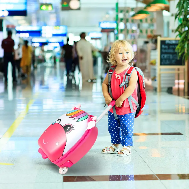 Goplus Kindergepäck, 16" Handgepäck-Koffer mit LED-Rädern, wasserdichte Hartschale, leichtes Rollgepäck für Reisen 2