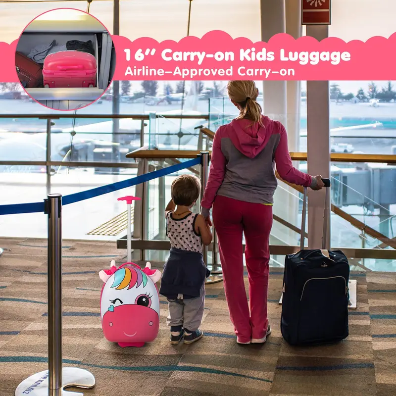 Goplus Kindergepäck, 16" Handgepäck-Koffer mit LED-Rädern, wasserdichte Hartschale, leichtes Rollgepäck für Reisen