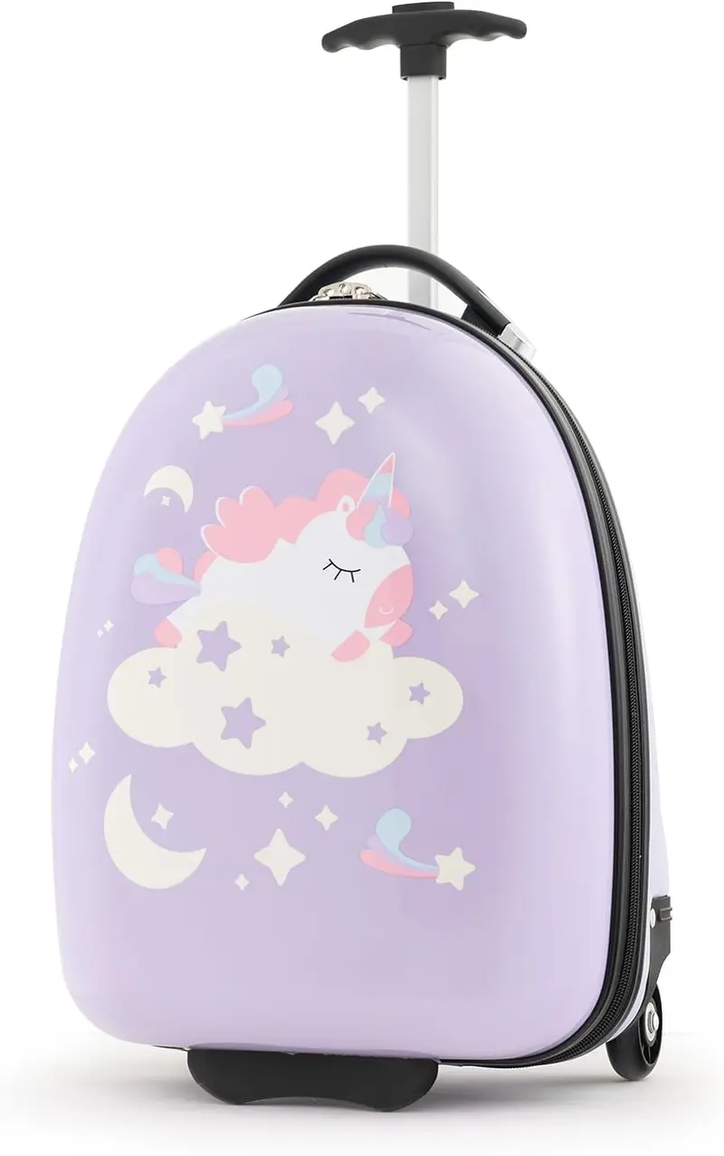 Goplus Kindergepäck, 16" Handgepäck-Koffer mit LED-Rädern, wasserdichte Hartschale, leichtes Rollgepäck für Reisen