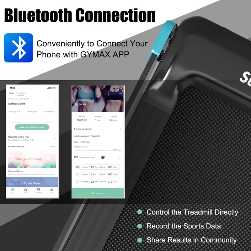 GoPlus-Klapp-Laufband, kompaktes Superfit-Laufband mit App-Steuerung und Bluetooth-Lautsprecher
