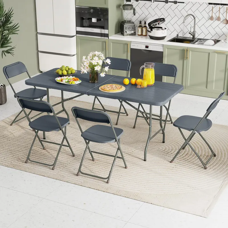 Goplus-Klapp-Tisch aus Kunststoff, 183 cm, 160 kg Tragkraft – robuste, tragbare Klapp-Tische für Innen- und Außenbereich mit HDPE-Tischplatte