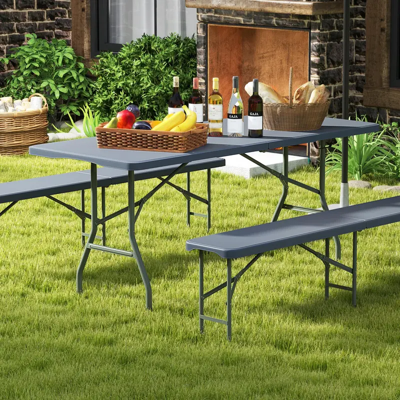 Goplus-Klapp-Tisch aus Kunststoff, 183 cm, Tragfähigkeit bis zu 159 kg – robuste Outdoor-Klapp-Tische mit HDPE-Platte 2