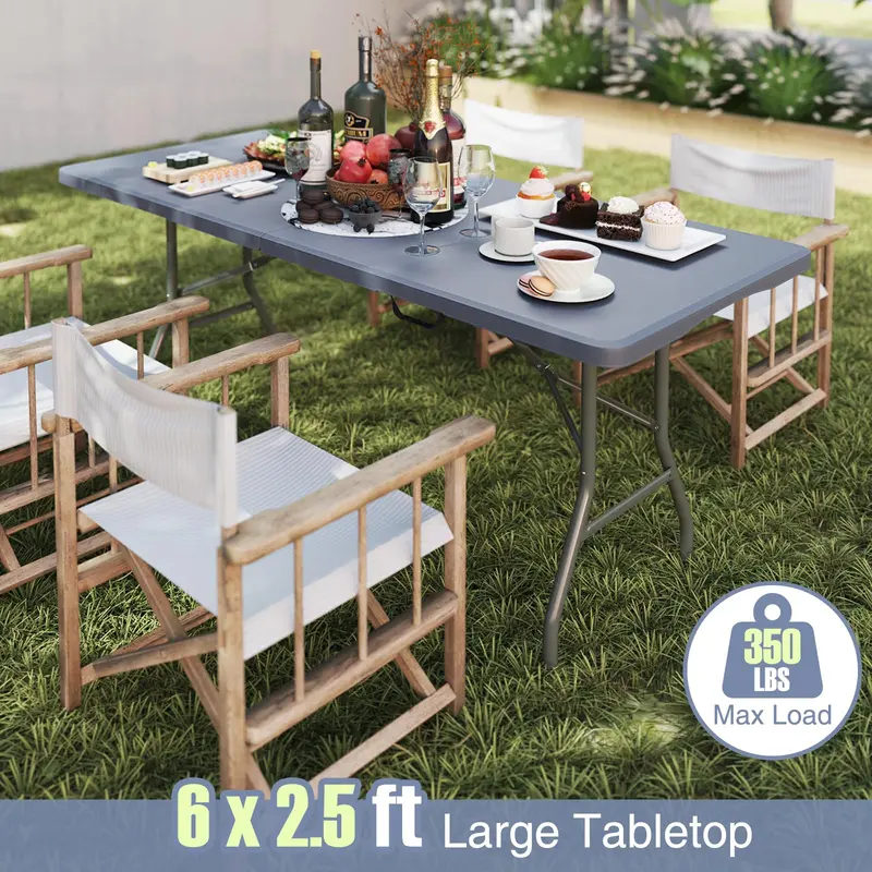 Goplus-Klapp-Tisch aus Kunststoff, 183 cm, Tragfähigkeit bis zu 159 kg – robuste Outdoor-Klapp-Tische mit HDPE-Platte