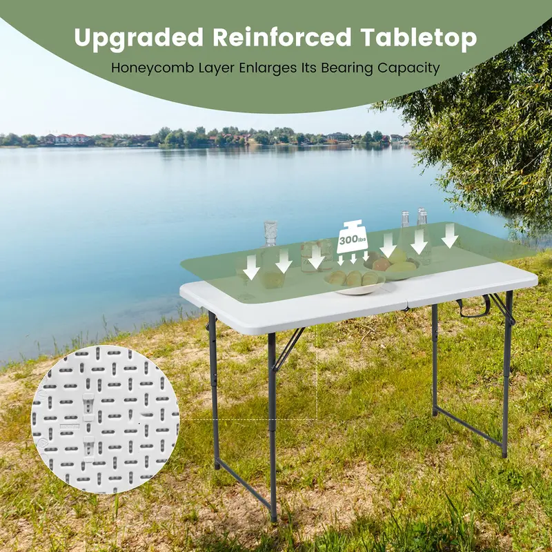 GoPlus Klapp-Tisch, tragbarer Kunststoff-Tisch für Picknick, Party, Esszimmer und Camping – für Innen- und Außenbereich (HDPE)