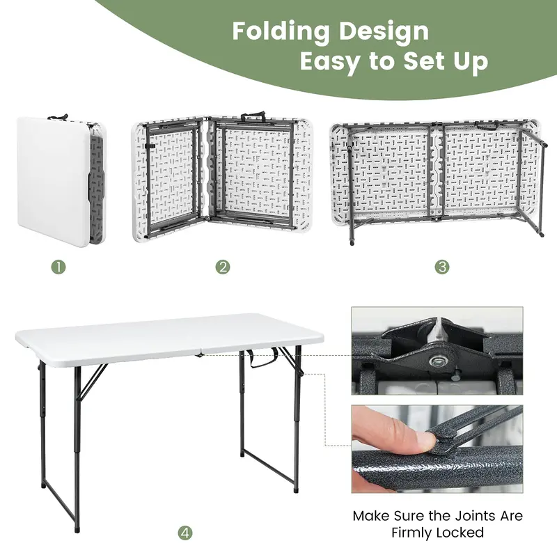 GoPlus Klapp-Tisch, tragbarer Kunststoff-Tisch für Picknick, Party, Esszimmer und Camping – für Innen- und Außenbereich (HDPE)
