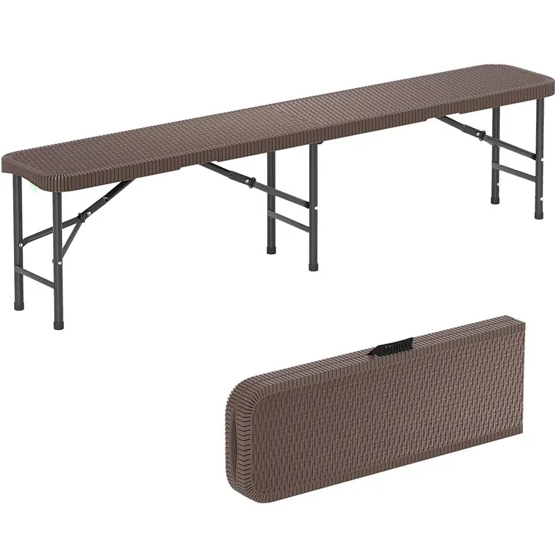 Goplus Klappbank aus Kunststoff, 1,83 m (6 Fuß), tragbar und faltbar, Tragkraft bis zu 600 kg, ideal für Picknicks, Camping, Gartenpartys, Fußballveranstaltungen und mehr