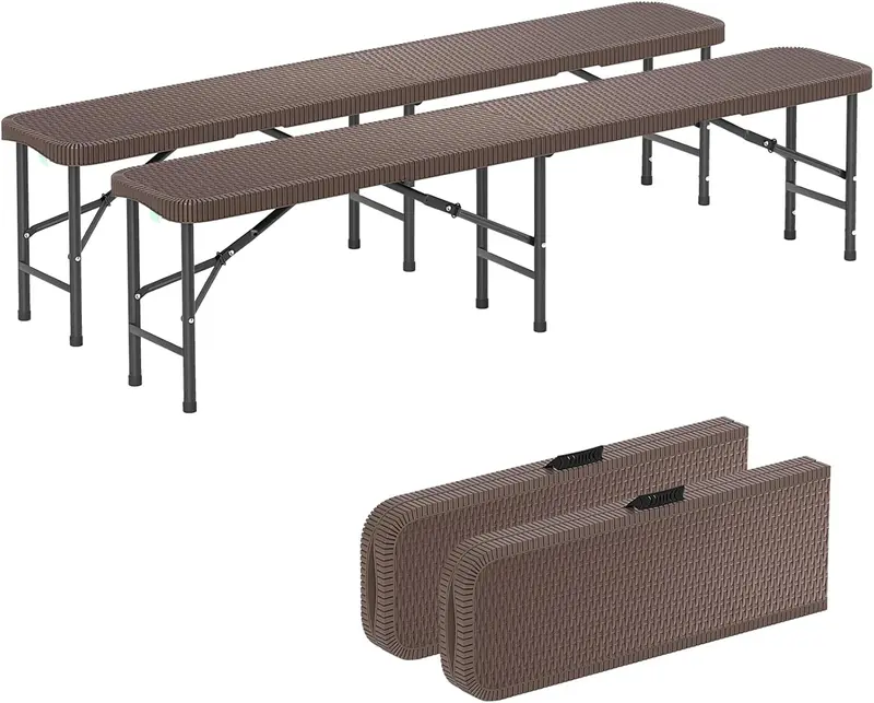 Goplus Klappbank aus Kunststoff, 1,83 m (6 Fuß), tragbar und faltbar, Tragkraft bis zu 600 kg, ideal für Picknicks, Camping, Gartenpartys, Fußballveranstaltungen und mehr