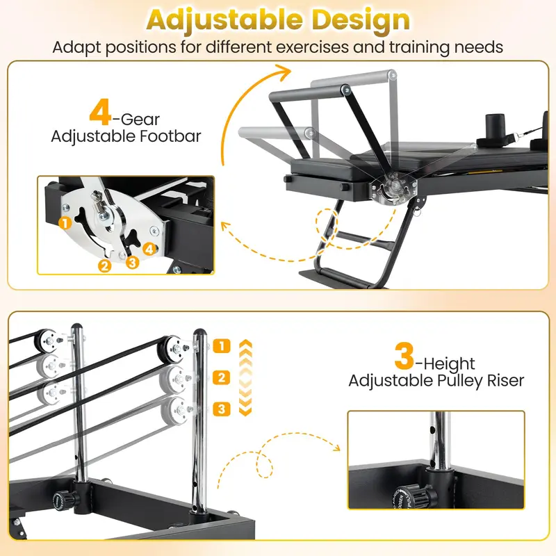 Goplus klappbare Pilates-Reformer-Maschine für Heimstudio, 213 cm großes Pilates-Gerät
