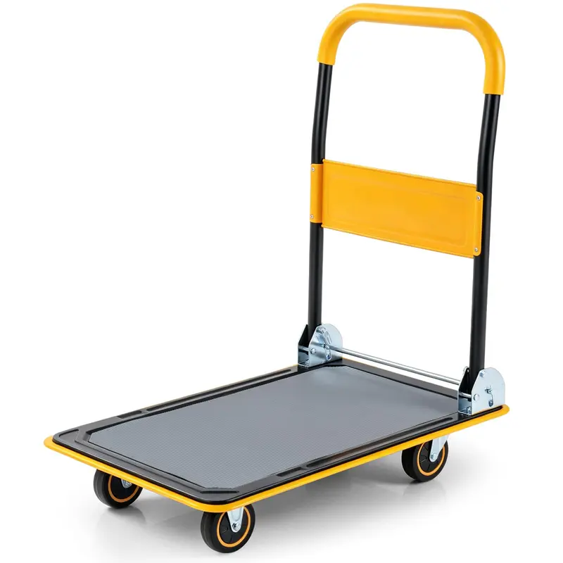 Goplus Klappbare Plattformwagen, Rollwagen mit flacher Ladefläche, Handplattformwagen | Tragfähigkeit bis 254 kg