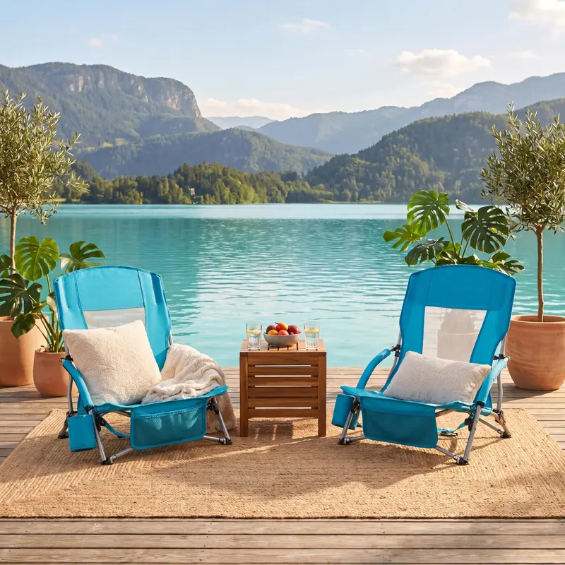 Goplus Klappbare Strandstühle – Set aus 2 leichtgewichtigen, tragbaren Low-Seat-Campingstühlen 2