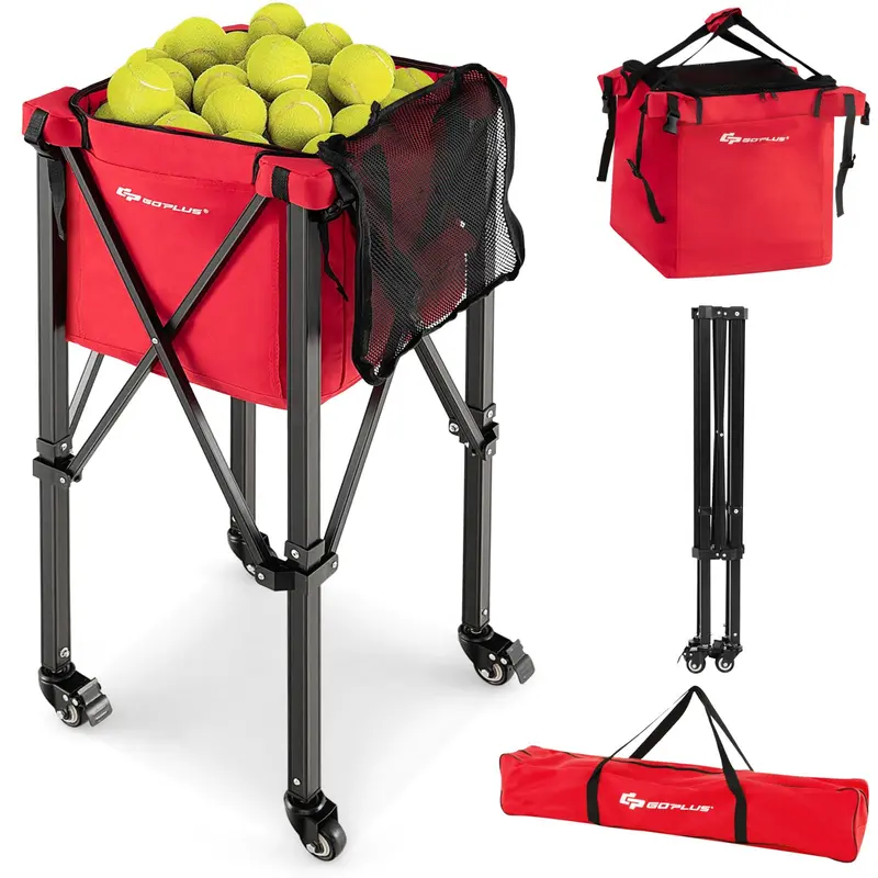 GoPlus Klappbare Tennisball-Sammler, leichter Aluminium-Tennisball-Korb