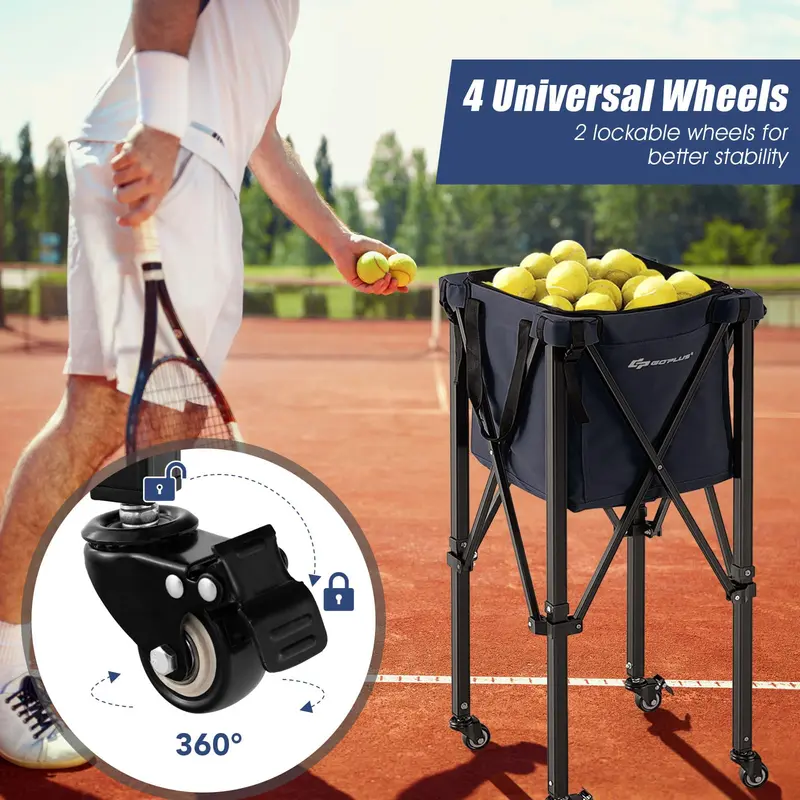 GoPlus Klappbare Tennisball-Sammler, leichter Aluminium-Tennisball-Korb