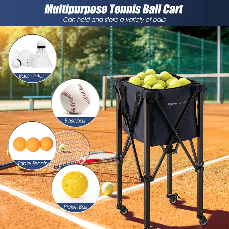 GoPlus Klappbare Tennisball-Sammler, leichter Aluminium-Tennisball-Korb