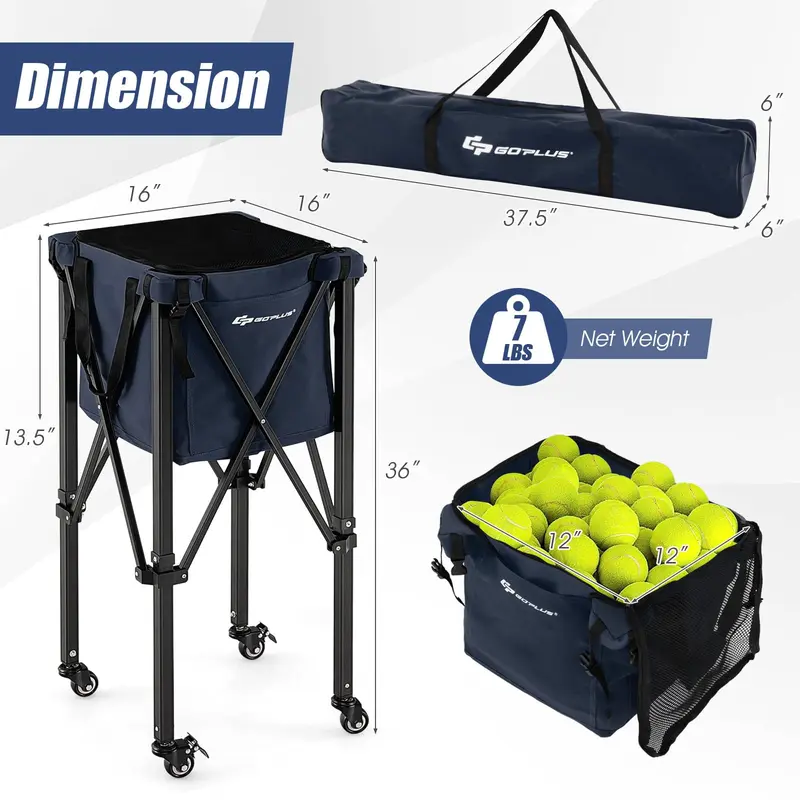 GoPlus Klappbare Tennisball-Sammler, leichter Aluminium-Tennisball-Korb