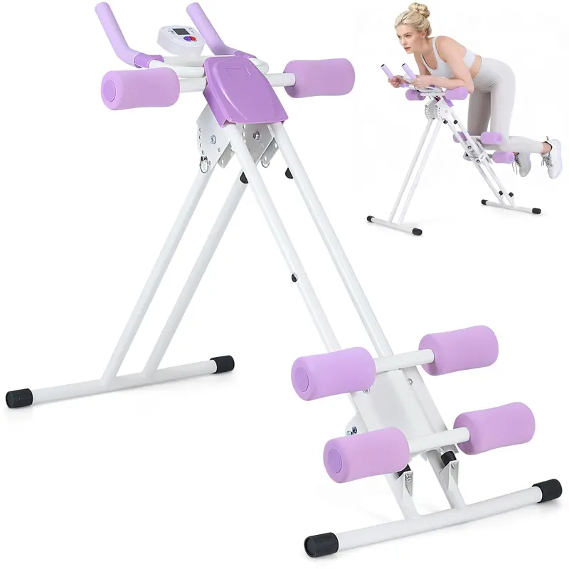 Goplus klappbarer Bauchtrainer mit 6 Neigungswinkeln und LCD-Display