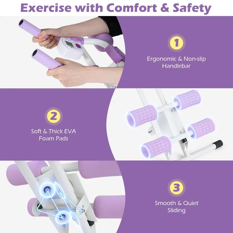 Goplus klappbarer Bauchtrainer mit 6 Neigungswinkeln und LCD-Display
