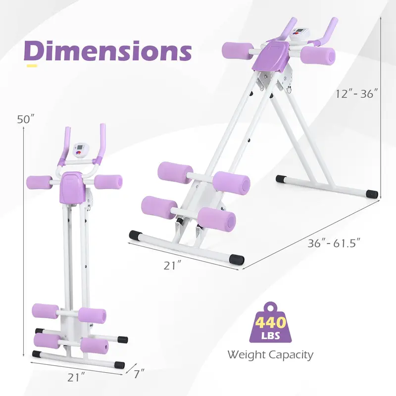 Goplus klappbarer Bauchtrainer mit 6 Neigungswinkeln und LCD-Display