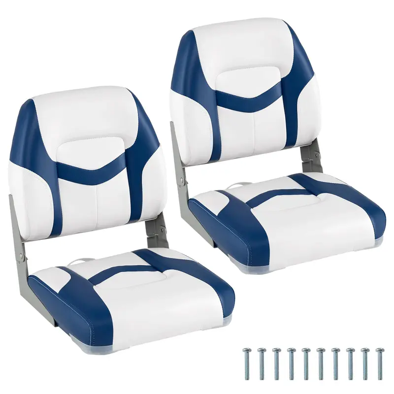 Goplus Klappbarer Bootsitz mit Edelstahlschrauben und Aluminium-Scharnieren (2 Stück) 2