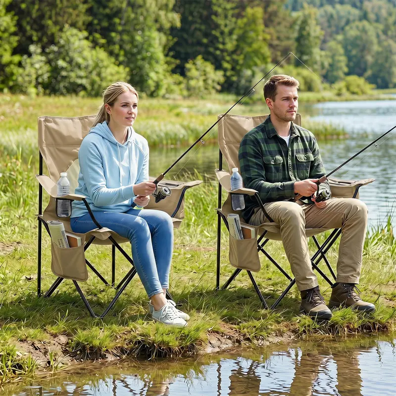 GoPlus Klappbarer Campingstuhl mit Netzgewebe-Rückenlehne, stabilem Metallrahmen und Tragetasche 2