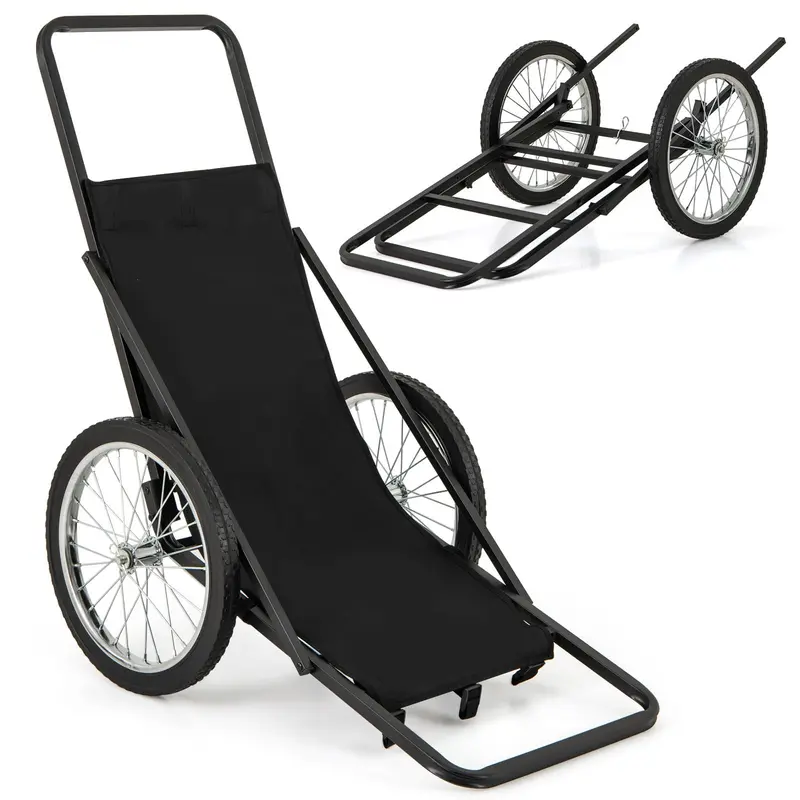 GoPlus Klappbarer Hirschwagen mit Polyester-Innenauskleidung, schwerlastfähiger Jagdwagen für Wild bis 250 kg mit 50-cm-Gummireifen und ergonomischem Griff