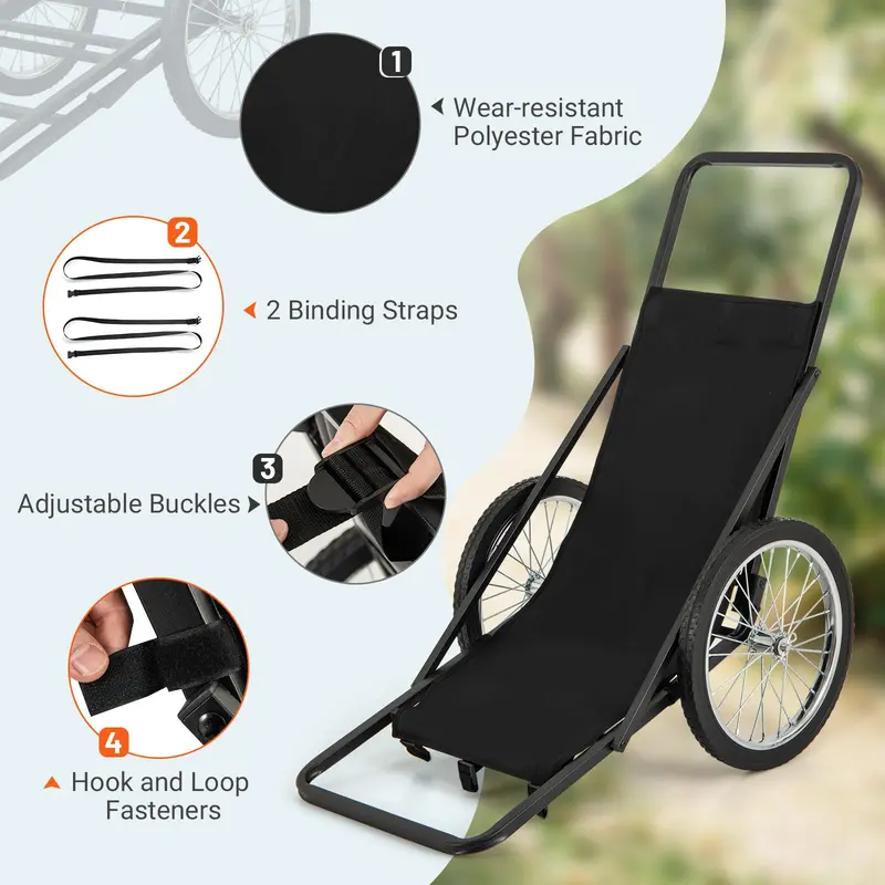 GoPlus Klappbarer Hirschwagen mit Polyester-Innenauskleidung, schwerlastfähiger Jagdwagen für Wild bis 250 kg mit 50-cm-Gummireifen und ergonomischem Griff
