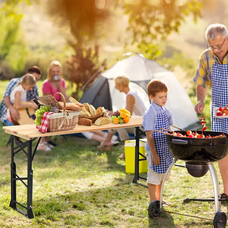 GoPlus-Klappbarer Picknick-Bier-Tisch für den Außenbereich, Campingtisch 2