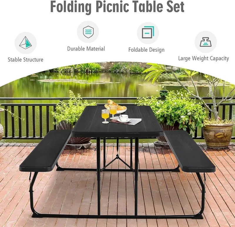 GoPlus-Klappbarer Picknicktisch mit Bänken