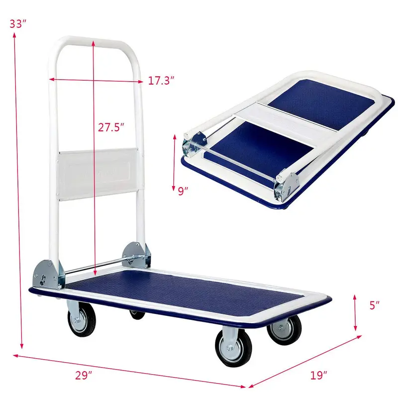 Goplus Klappbarer Plattformwagen – 150 kg Tragkraft, rollender Flachwagen
