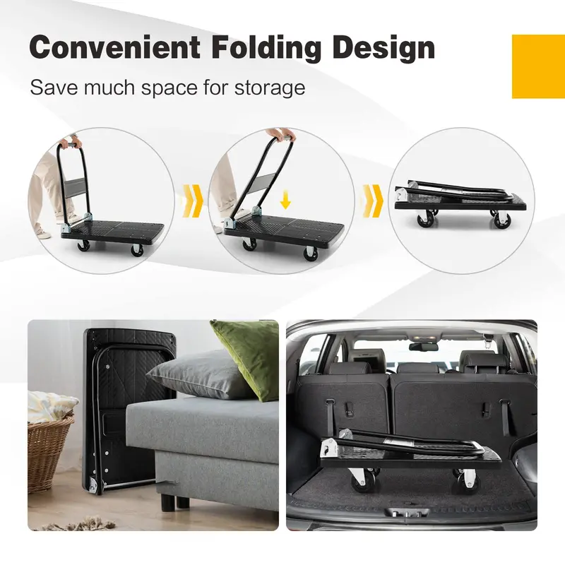 Goplus Klappbarer Schiebewagen, Transportplattform mit Handgriff, maximale Traglast 200 kg (71 x 48 cm)