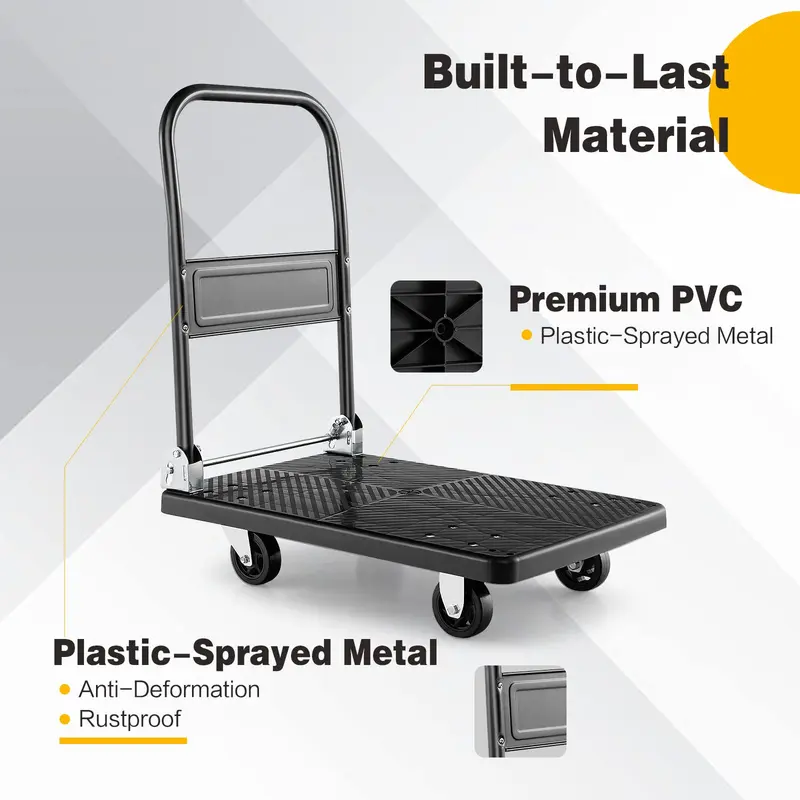 Goplus Klappbarer Schiebewagen, Transportplattform mit Handgriff, maximale Traglast 200 kg (71 x 48 cm)